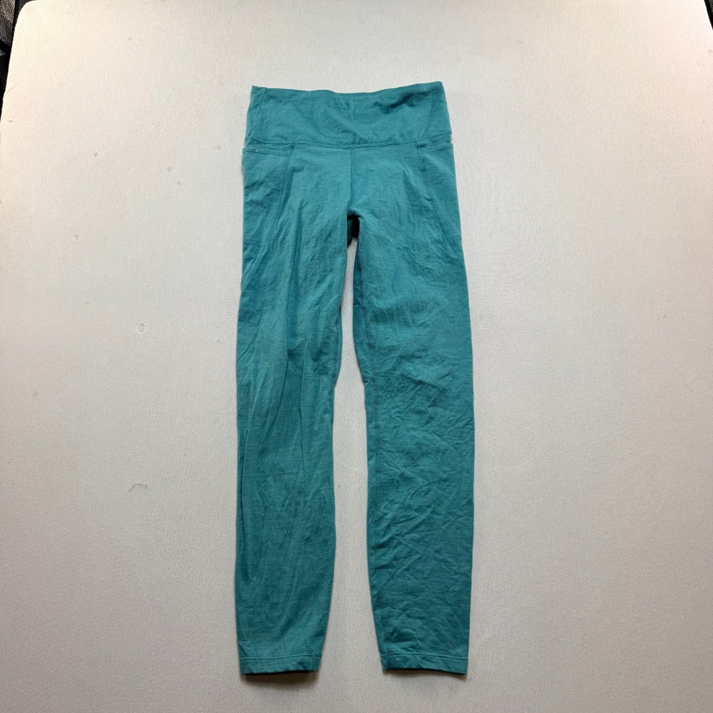 Joy Lab Leggings Women Small Teal Excellent High Waisted Side Pockets Activewear